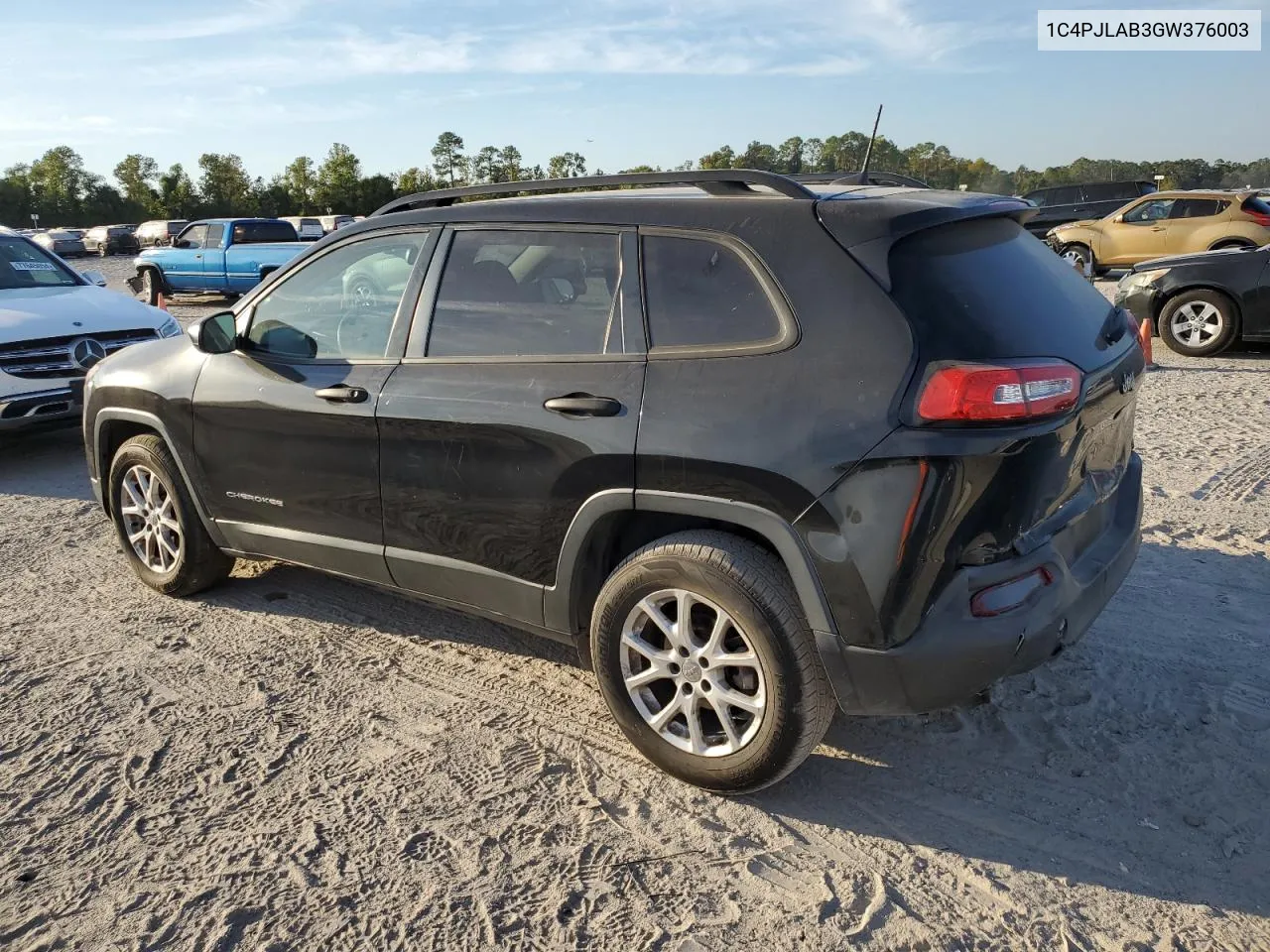 2016 Jeep Cherokee Sport VIN: 1C4PJLAB3GW376003 Lot: 76977744