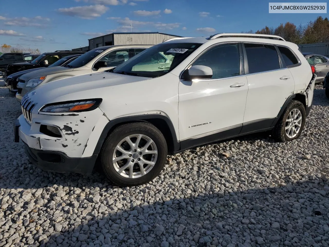 2016 Jeep Cherokee Latitude VIN: 1C4PJMCBXGW252930 Lot: 77643764