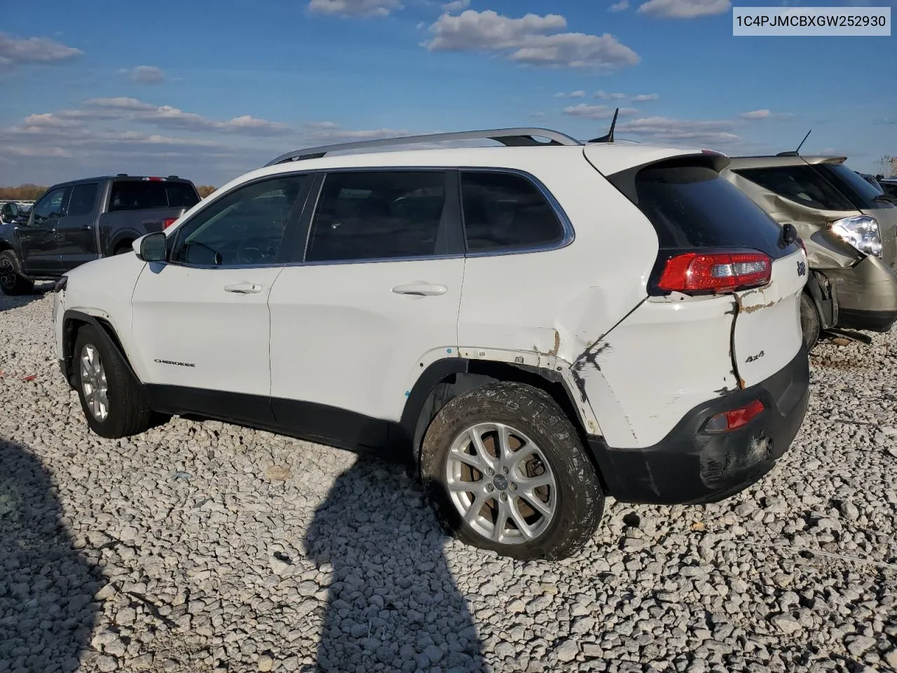 2016 Jeep Cherokee Latitude VIN: 1C4PJMCBXGW252930 Lot: 77643764