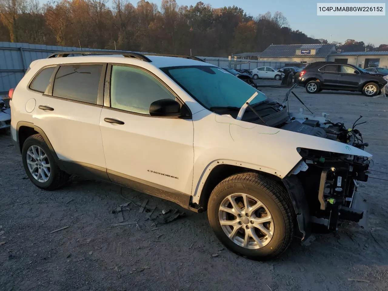 2016 Jeep Cherokee Sport VIN: 1C4PJMAB8GW226152 Lot: 77803104