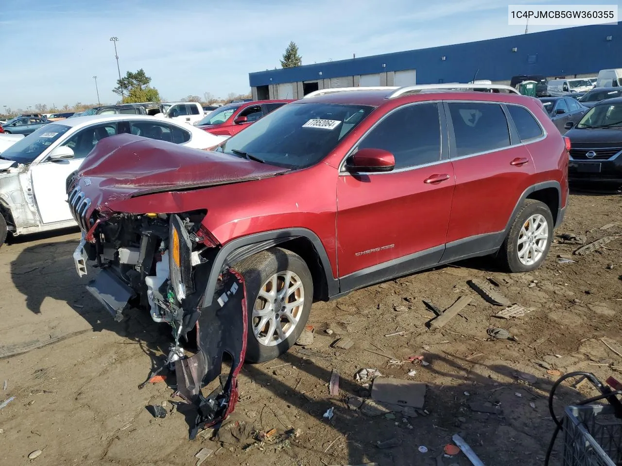 2016 Jeep Cherokee Latitude VIN: 1C4PJMCB5GW360355 Lot: 77852064