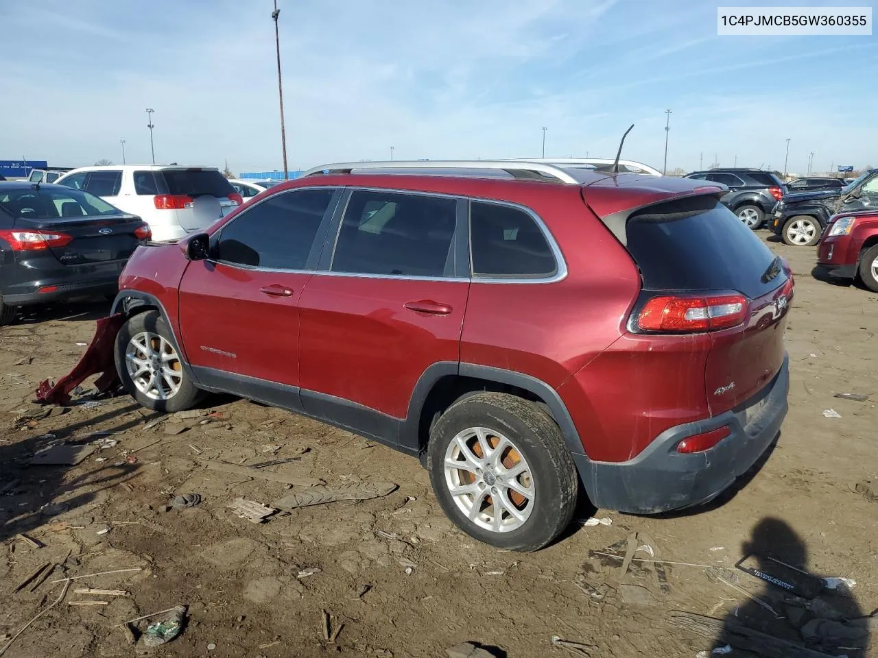 2016 Jeep Cherokee Latitude VIN: 1C4PJMCB5GW360355 Lot: 77852064