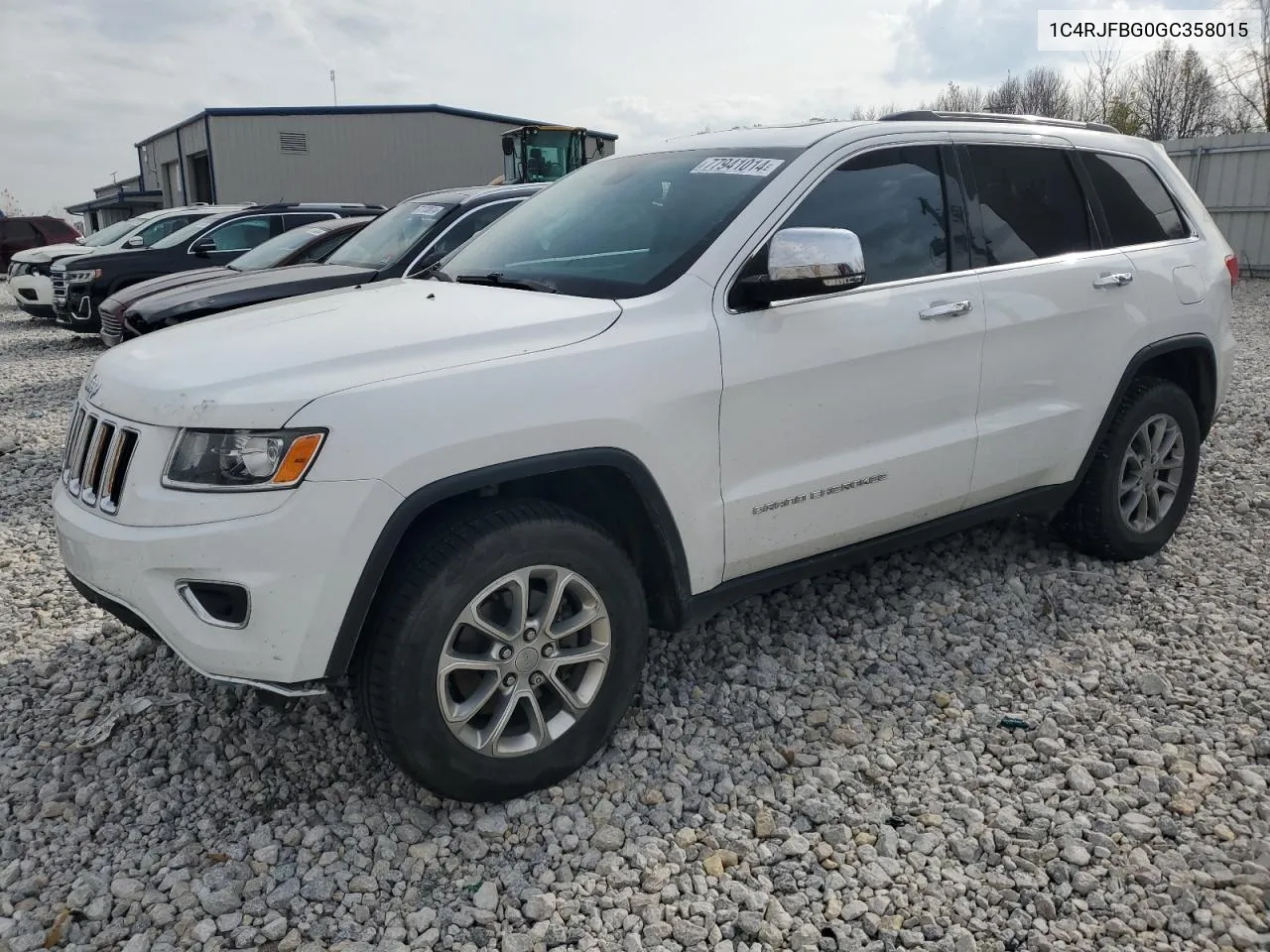 2016 Jeep Grand Cherokee Limited VIN: 1C4RJFBG0GC358015 Lot: 77941014