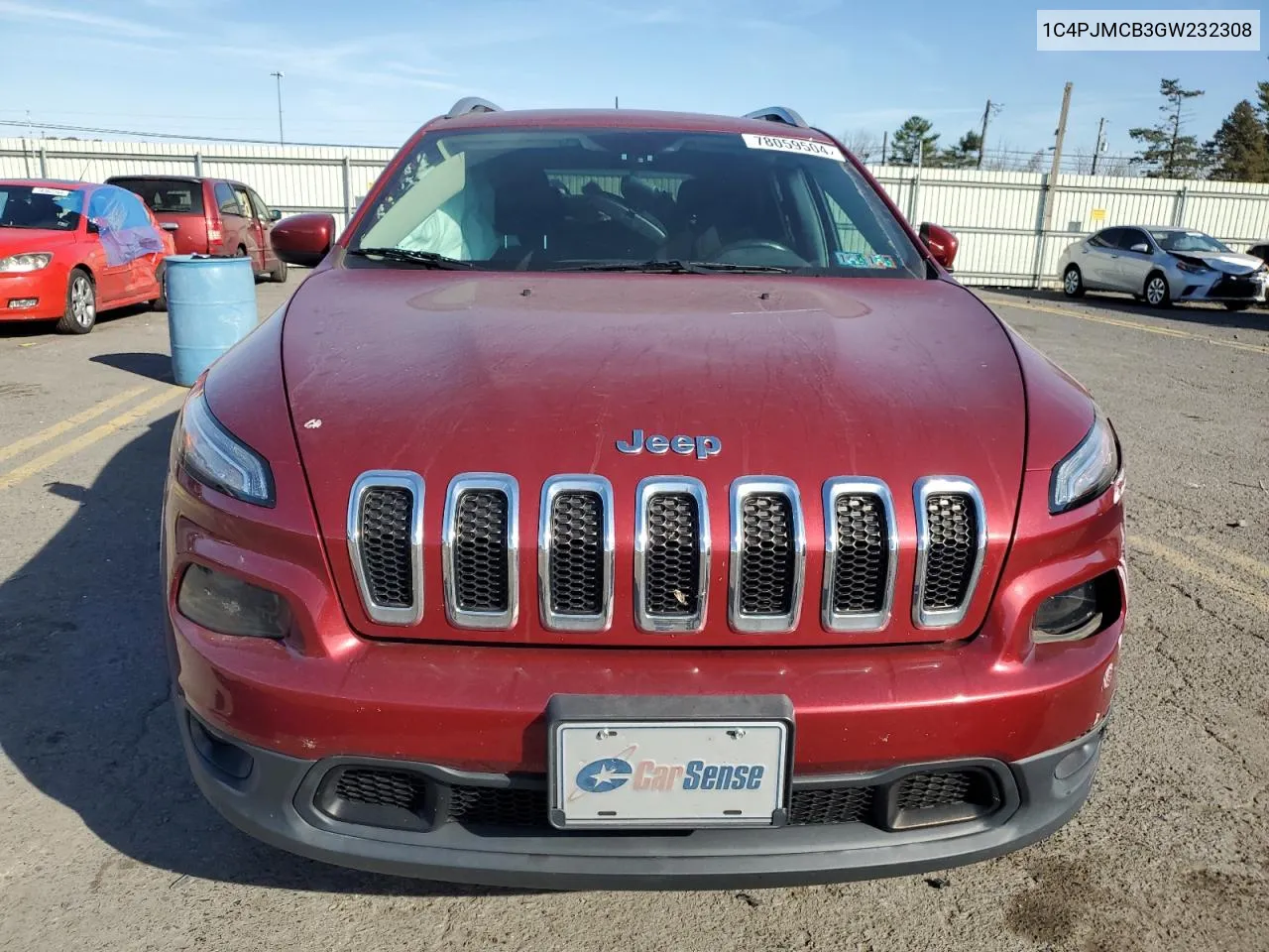 2016 Jeep Cherokee Latitude VIN: 1C4PJMCB3GW232308 Lot: 78059504