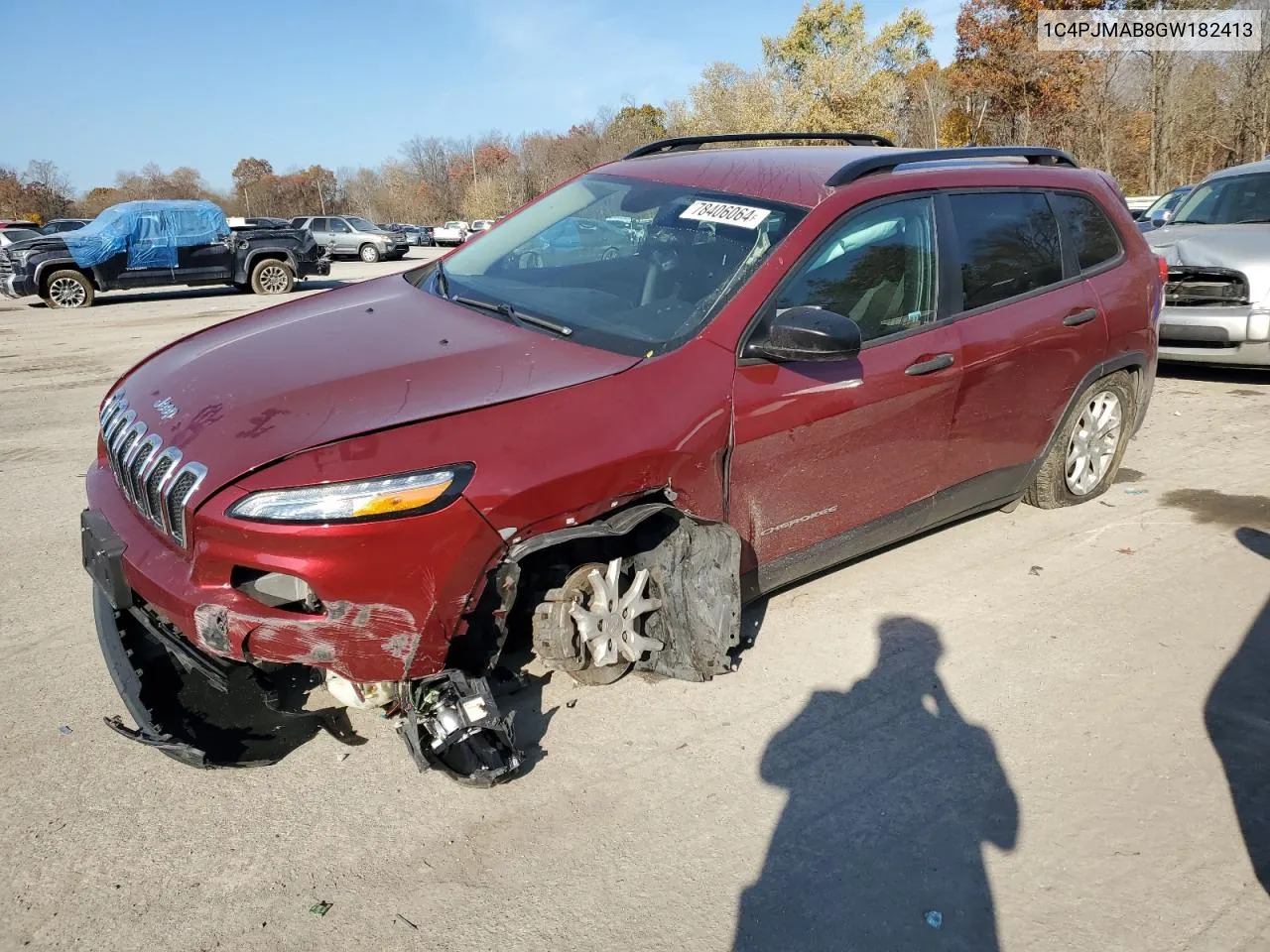 2016 Jeep Cherokee Sport VIN: 1C4PJMAB8GW182413 Lot: 78406064