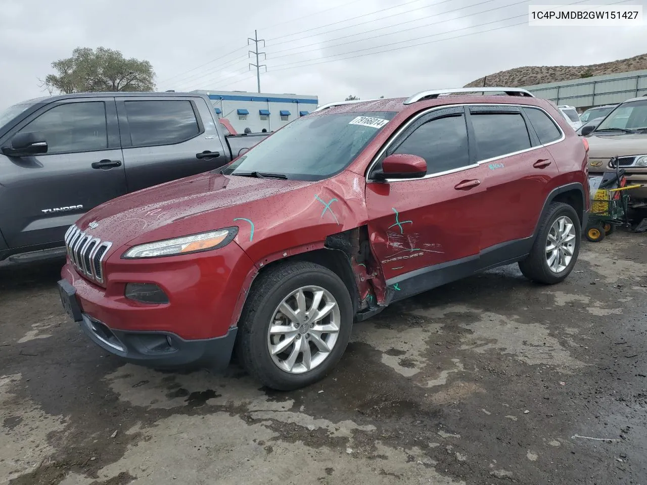 2016 Jeep Cherokee Limited VIN: 1C4PJMDB2GW151427 Lot: 79166014