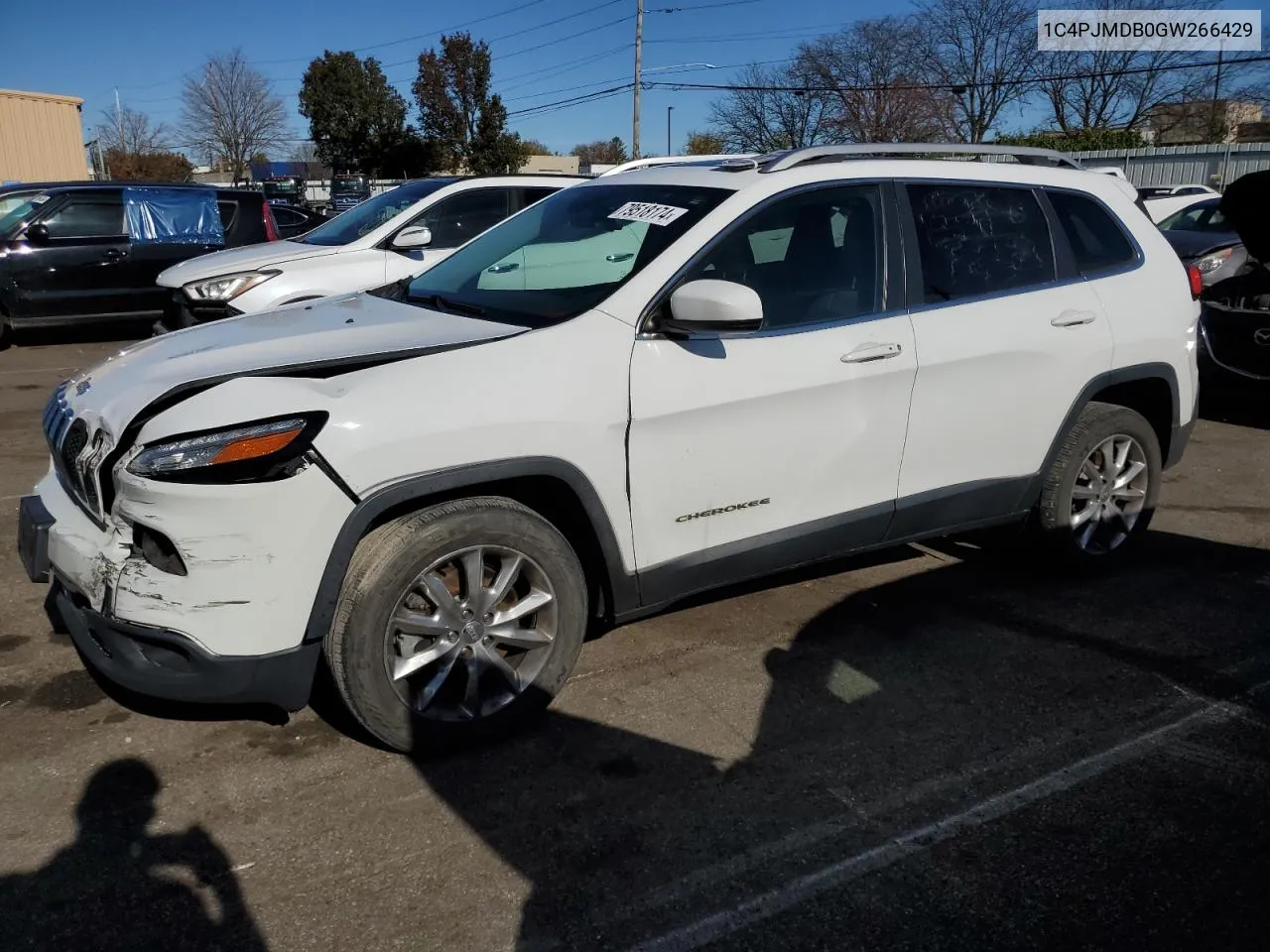 2016 Jeep Cherokee Limited VIN: 1C4PJMDB0GW266429 Lot: 79518174