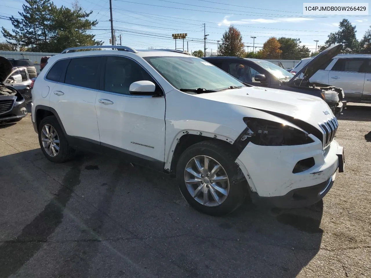 2016 Jeep Cherokee Limited VIN: 1C4PJMDB0GW266429 Lot: 79518174