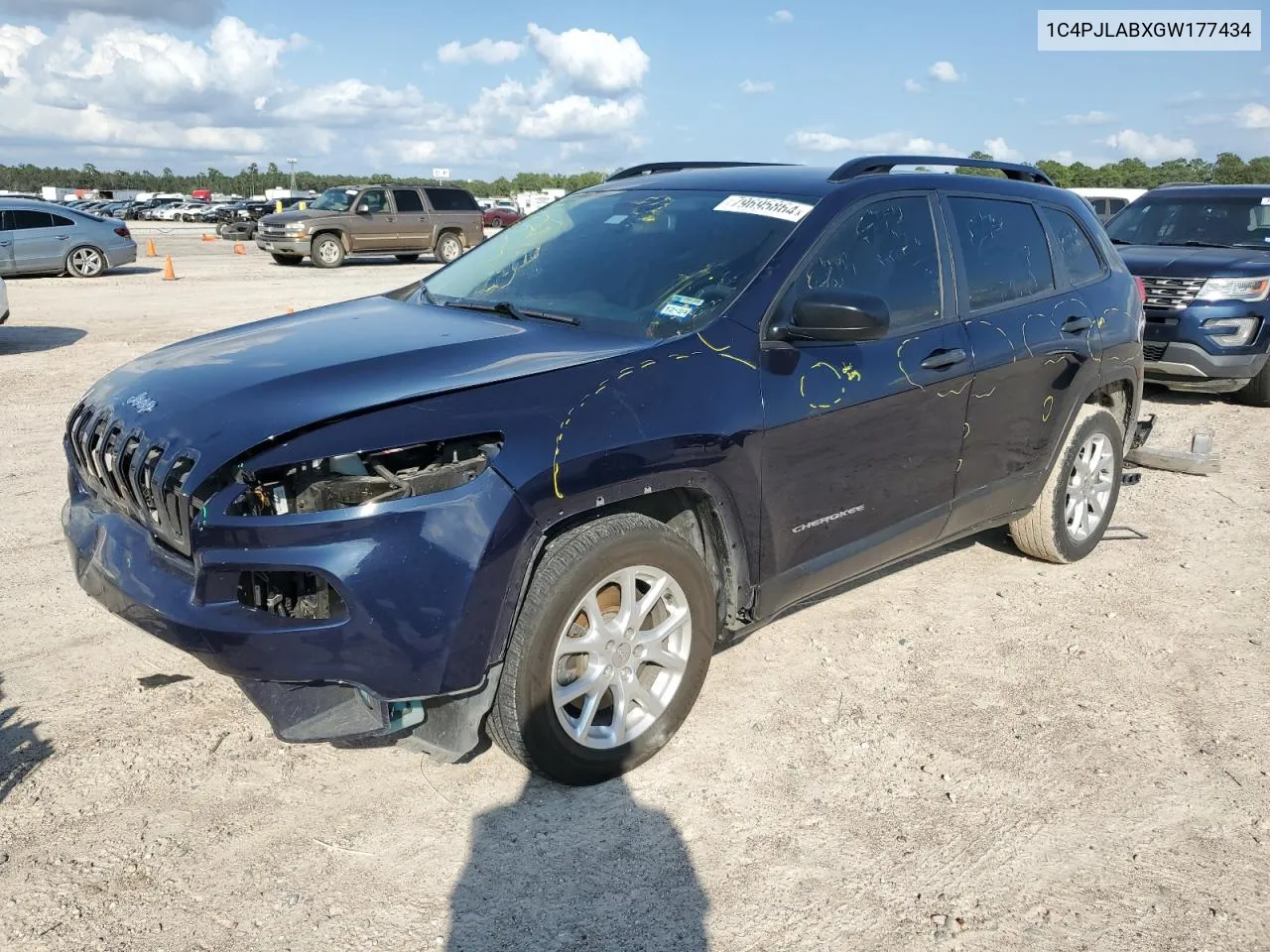 2016 Jeep Cherokee Sport VIN: 1C4PJLABXGW177434 Lot: 79695864