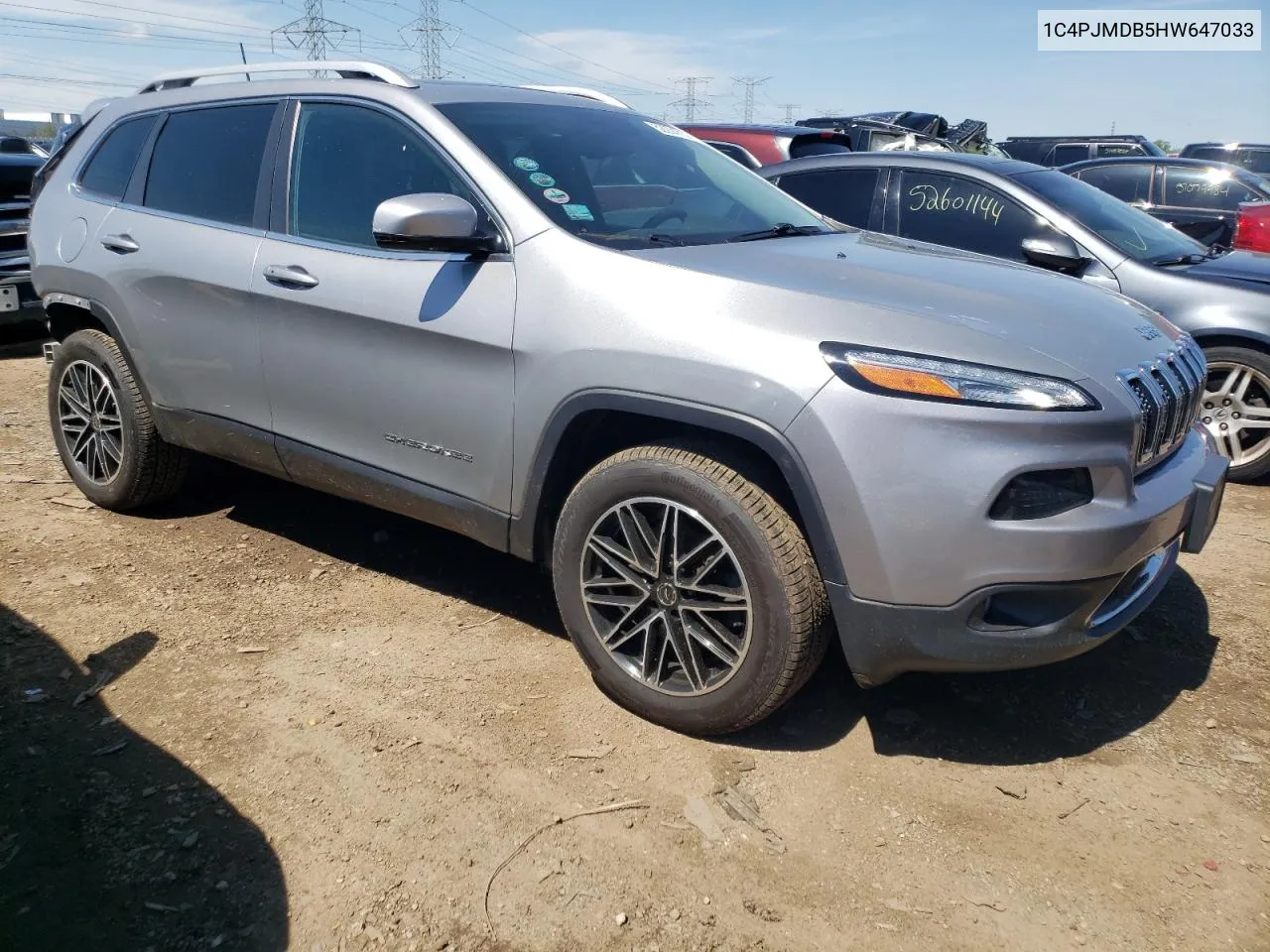 2017 Jeep Cherokee Limited VIN: 1C4PJMDB5HW647033 Lot: 52274714