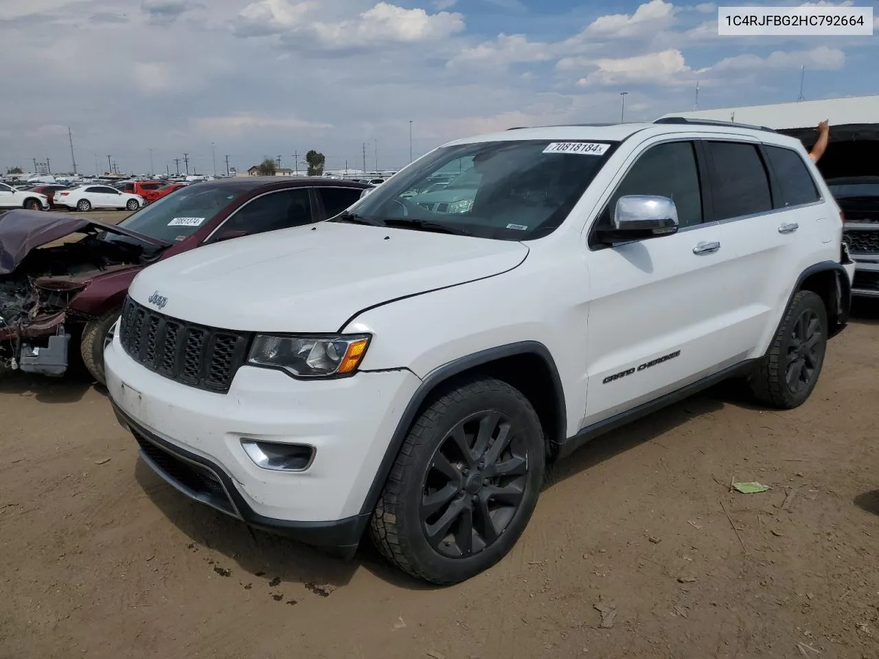 2017 Jeep Grand Cherokee Limited VIN: 1C4RJFBG2HC792664 Lot: 70818184