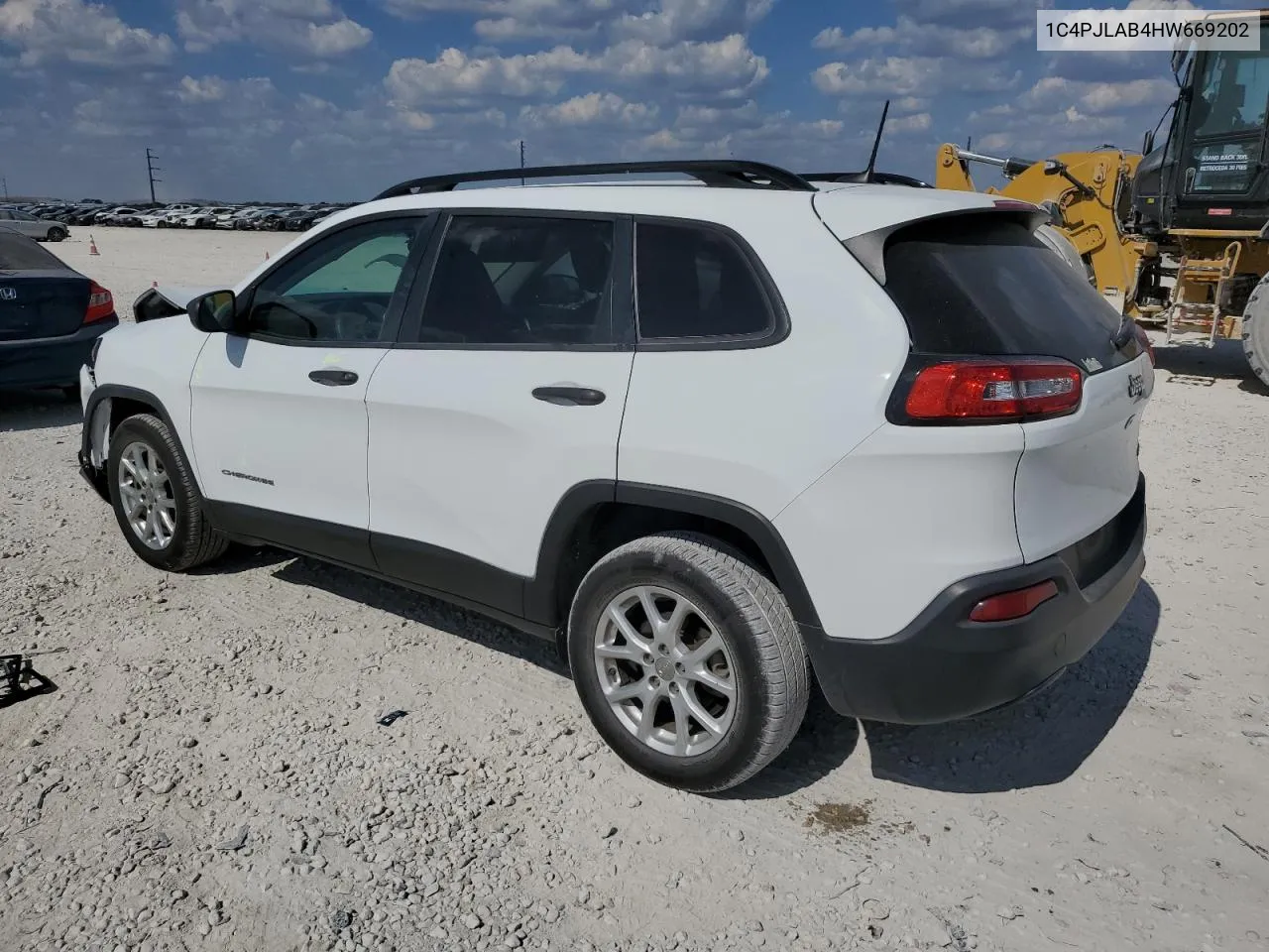 2017 Jeep Cherokee Sport VIN: 1C4PJLAB4HW669202 Lot: 74508384