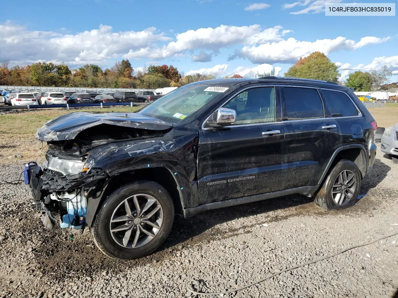 2017 Jeep Grand Cherokee Limited VIN: 1C4RJFBG3HC835019 Lot: 74795804