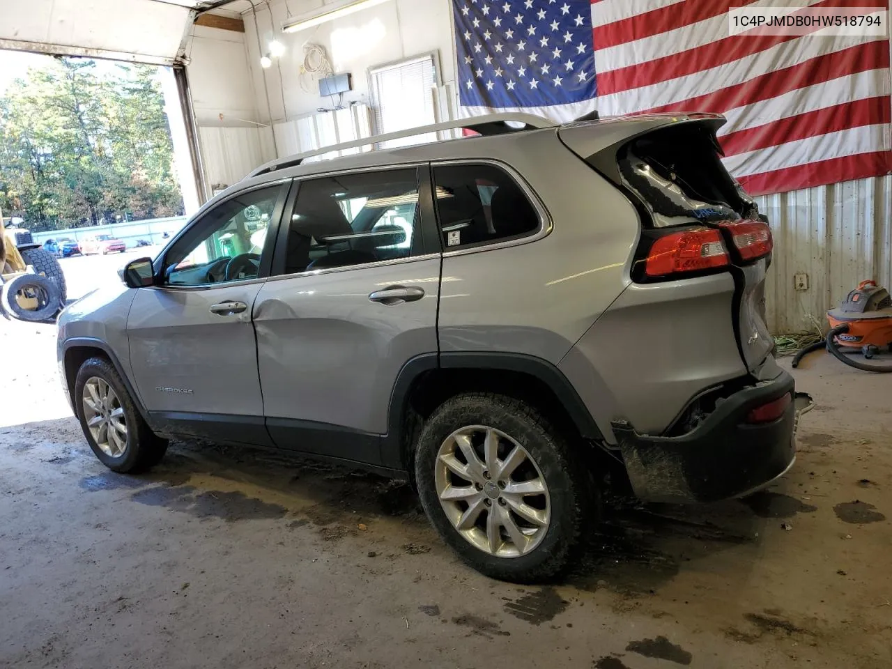 2017 Jeep Cherokee Limited VIN: 1C4PJMDB0HW518794 Lot: 75738614