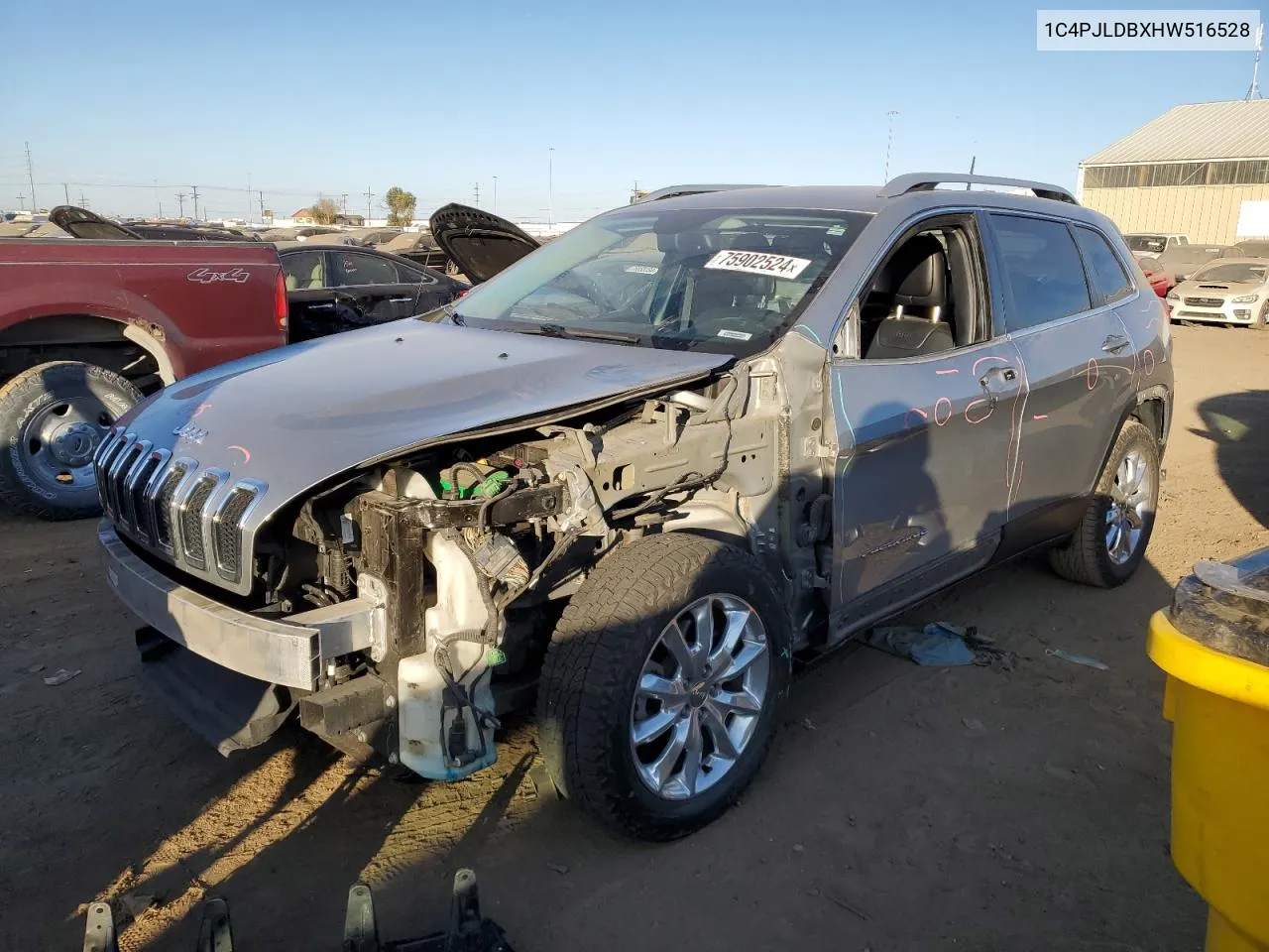 2017 Jeep Cherokee Limited VIN: 1C4PJLDBXHW516528 Lot: 75902524