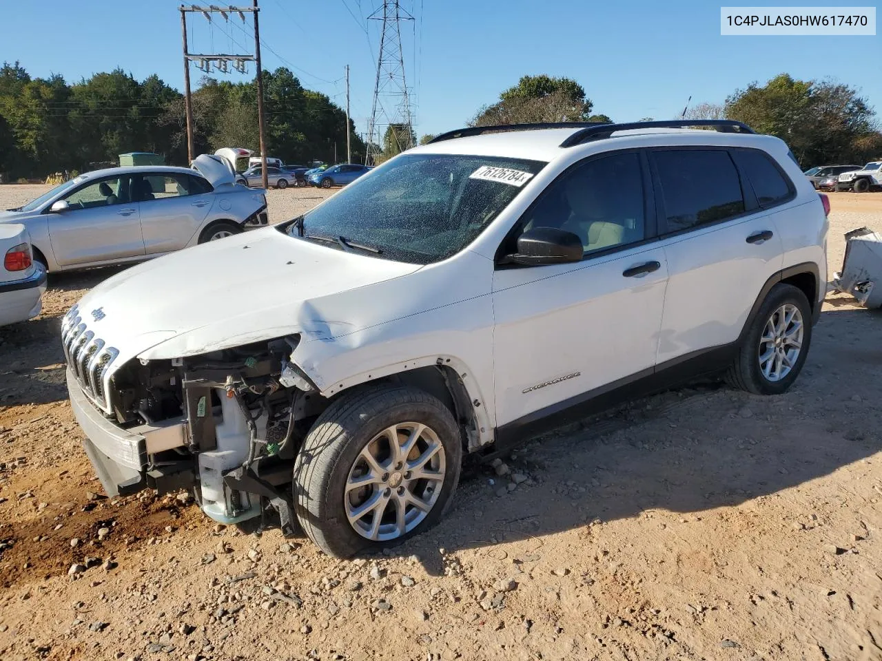 2017 Jeep Cherokee Sport VIN: 1C4PJLAS0HW617470 Lot: 76126784