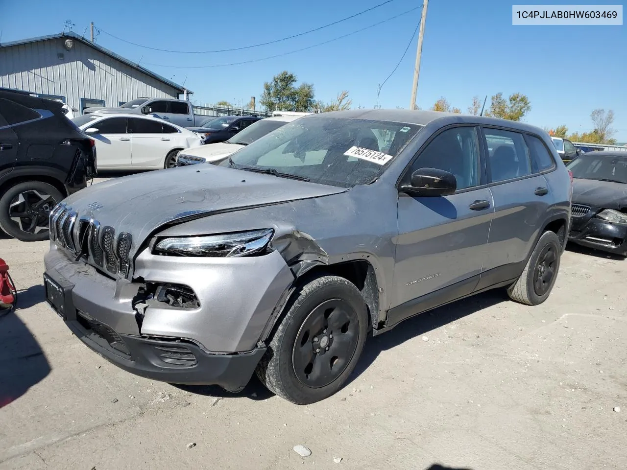 2017 Jeep Cherokee Sport VIN: 1C4PJLAB0HW603469 Lot: 76575124