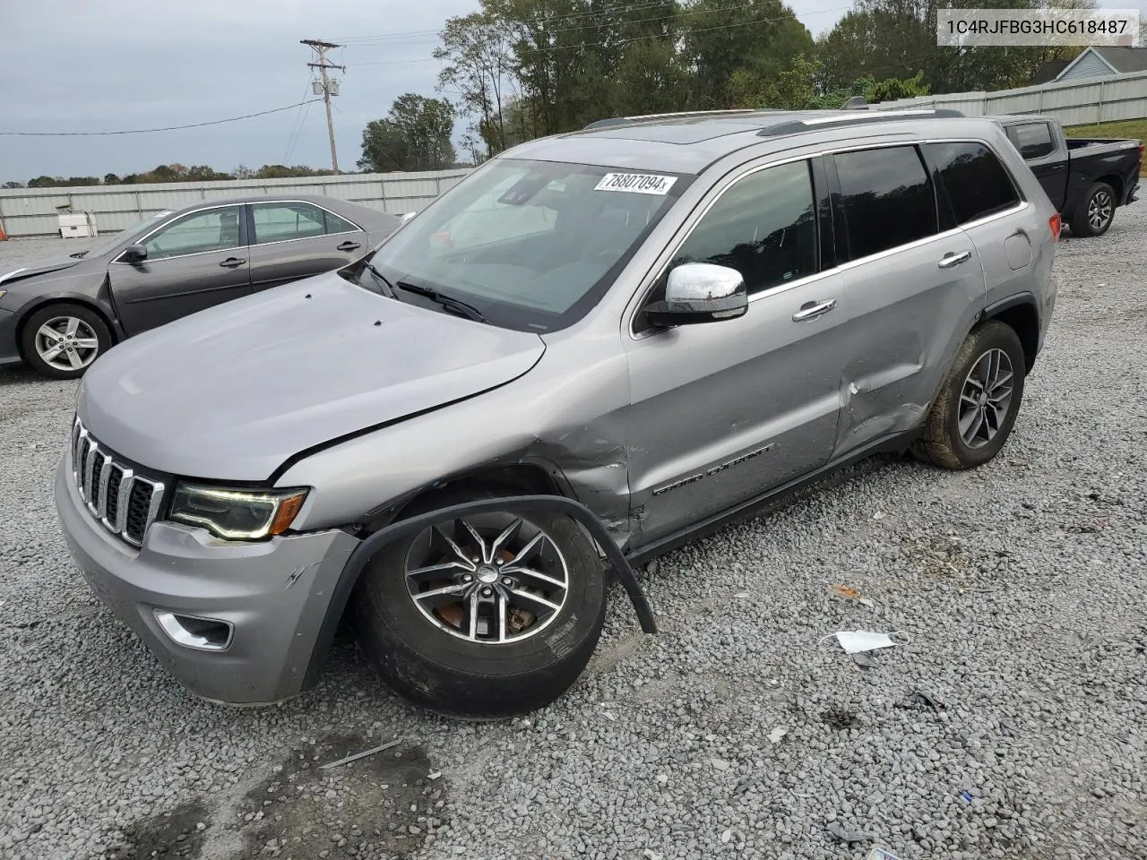 2017 Jeep Grand Cherokee Limited VIN: 1C4RJFBG3HC618487 Lot: 78807094