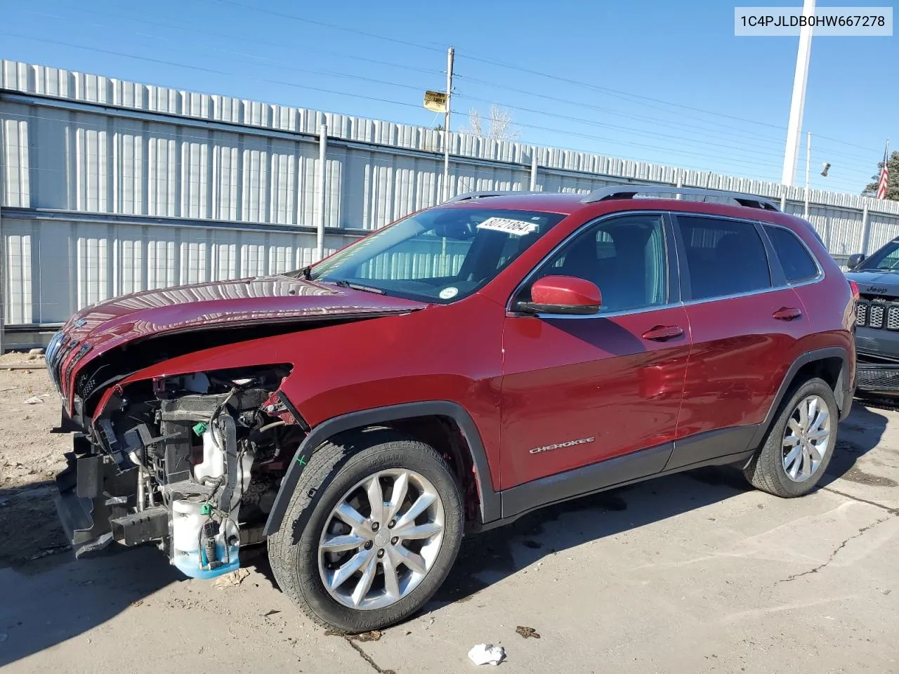 2017 Jeep Cherokee Limited VIN: 1C4PJLDB0HW667278 Lot: 80721864