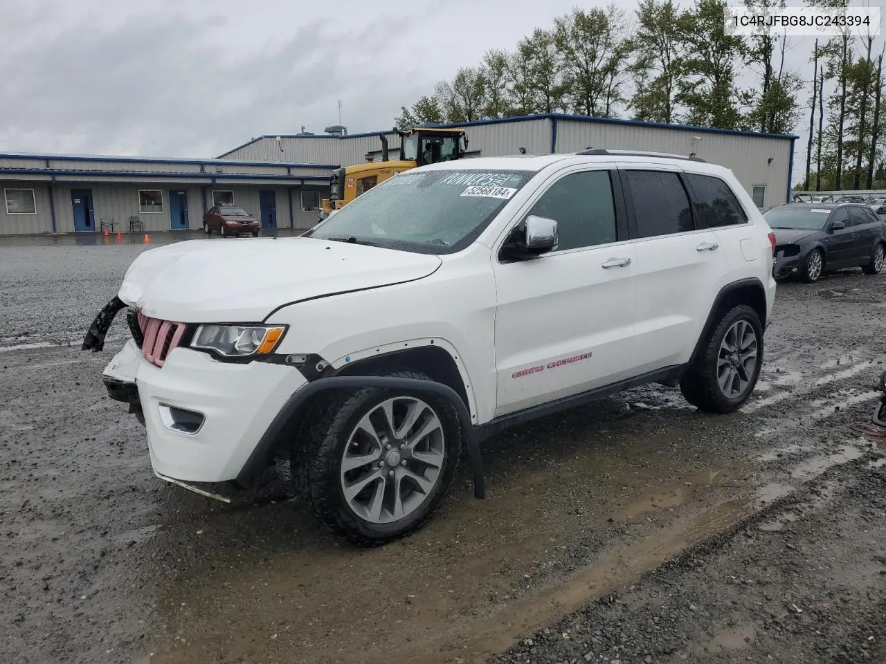 2018 Jeep Grand Cherokee Limited VIN: 1C4RJFBG8JC243394 Lot: 52568184