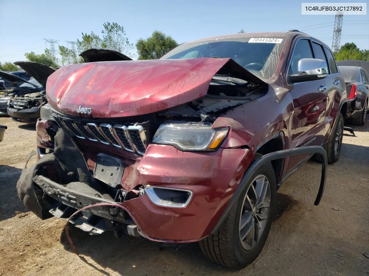 2018 Jeep Grand Cherokee Limited VIN: 1C4RJFBG3JC127892 Lot: 70441324