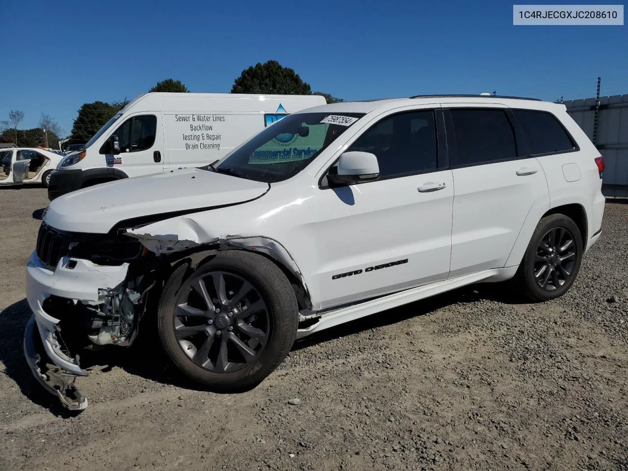 2018 Jeep Grand Cherokee Overland VIN: 1C4RJECGXJC208610 Lot: 75987554