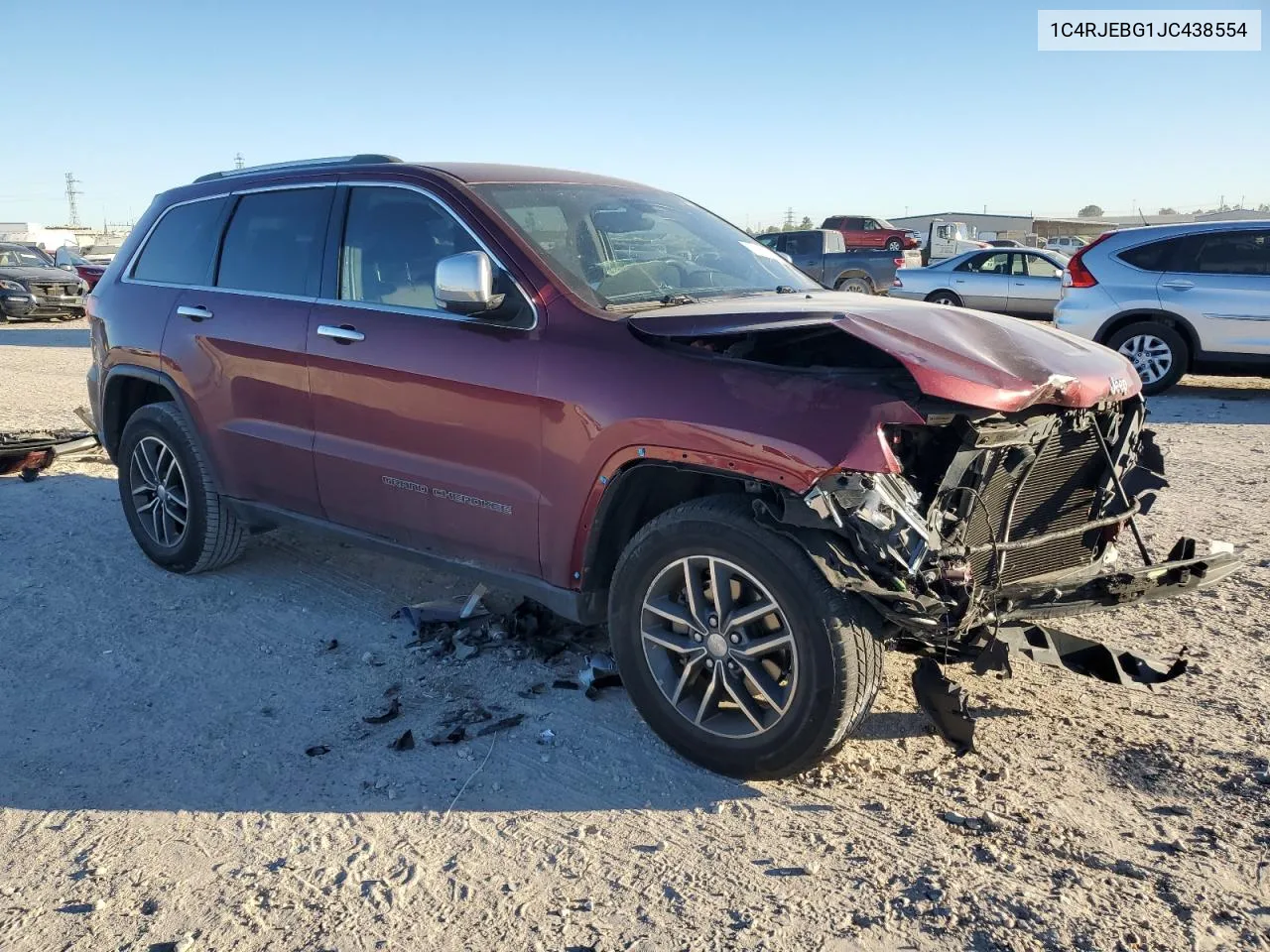 2018 Jeep Grand Cherokee Limited VIN: 1C4RJEBG1JC438554 Lot: 80997674