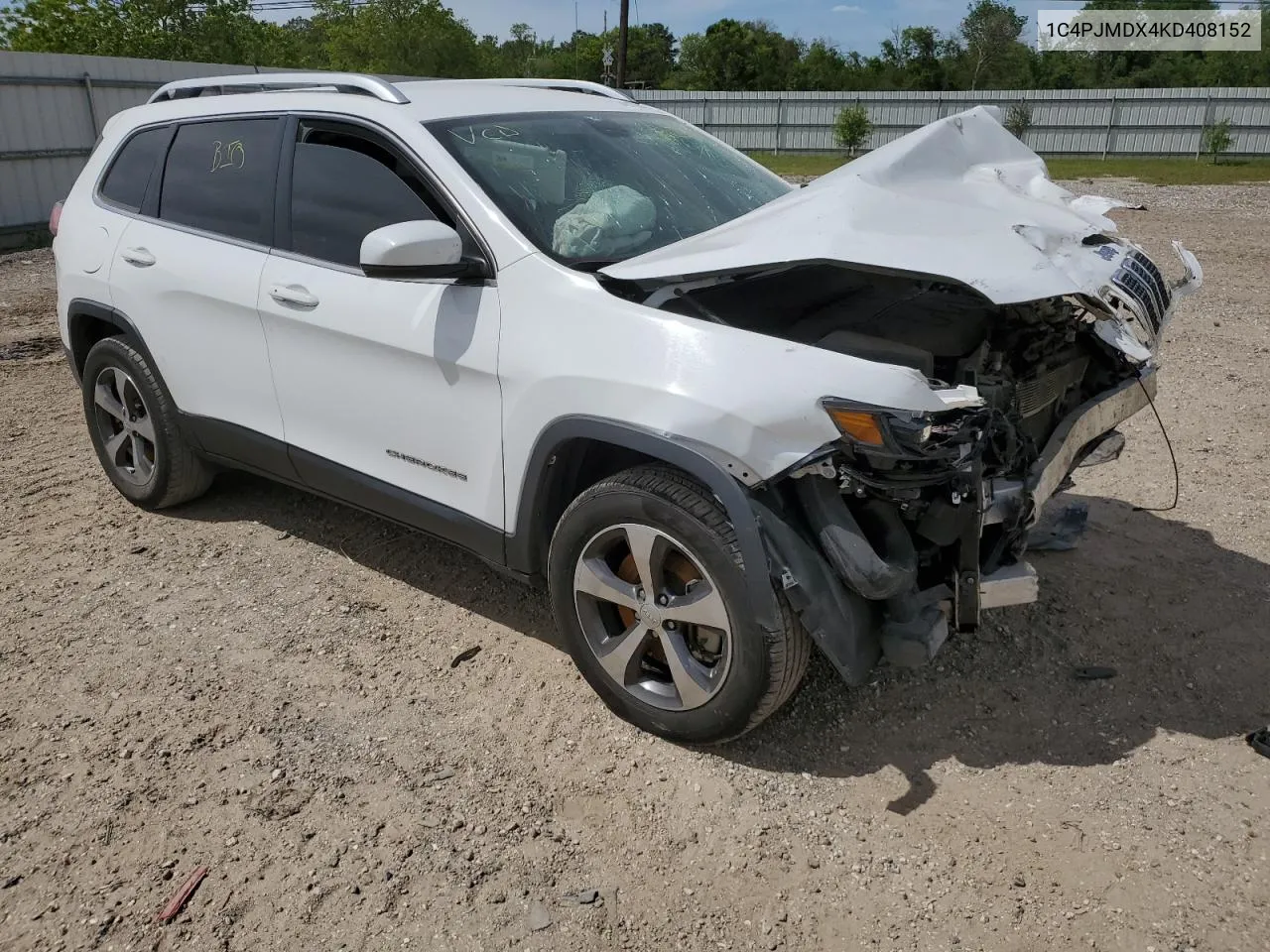 2019 Jeep Cherokee Limited VIN: 1C4PJMDX4KD408152 Lot: 49106564