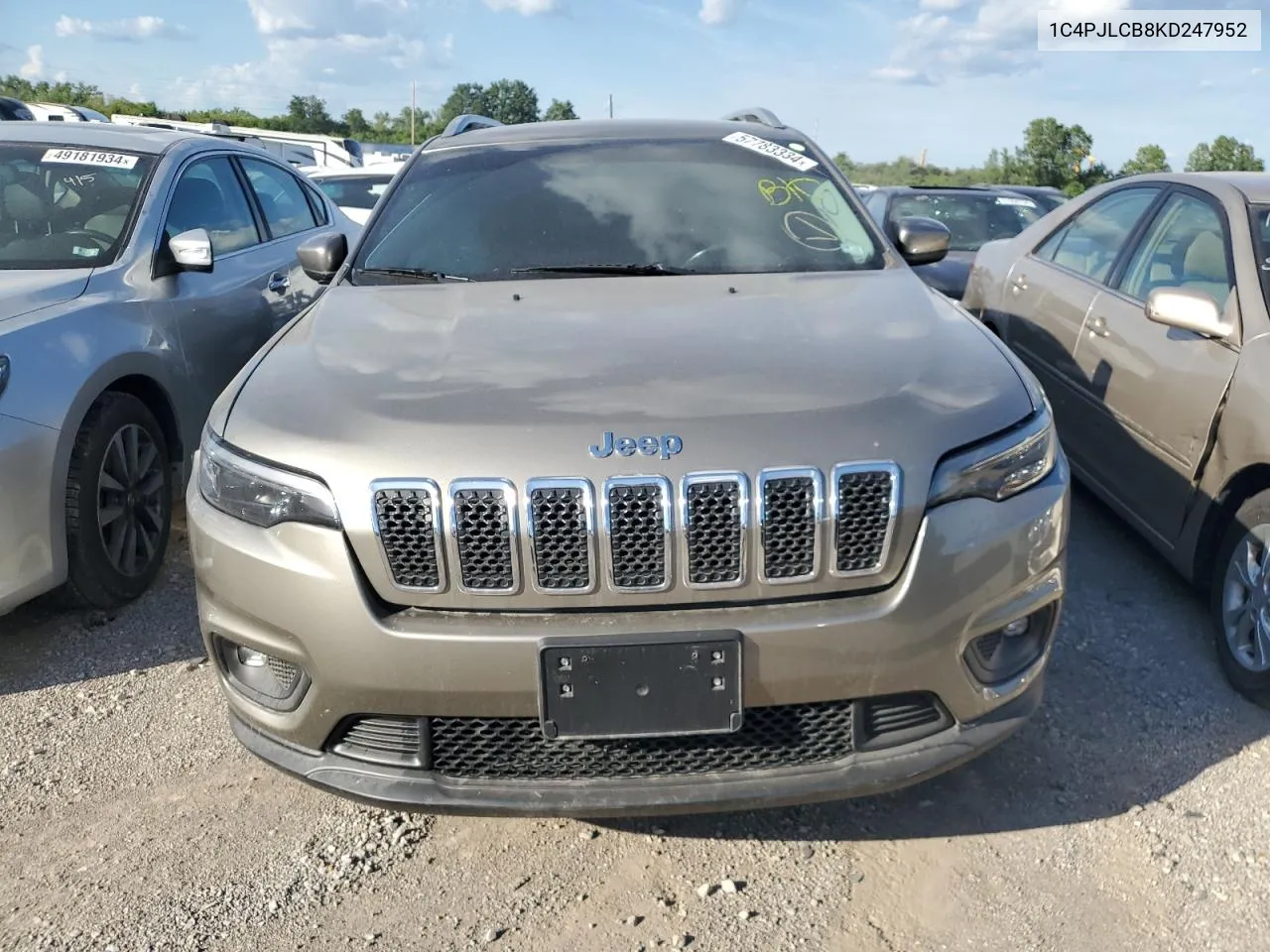 2019 Jeep Cherokee Latitude VIN: 1C4PJLCB8KD247952 Lot: 57783334