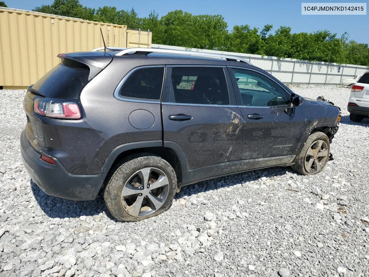 2019 Jeep Cherokee Limited VIN: 1C4PJMDN7KD142415 Lot: 58631914