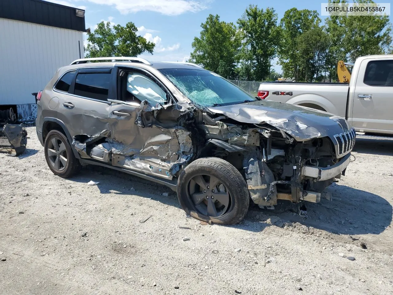 2019 Jeep Cherokee Latitude Plus VIN: 1C4PJLLB5KD455867 Lot: 62964574