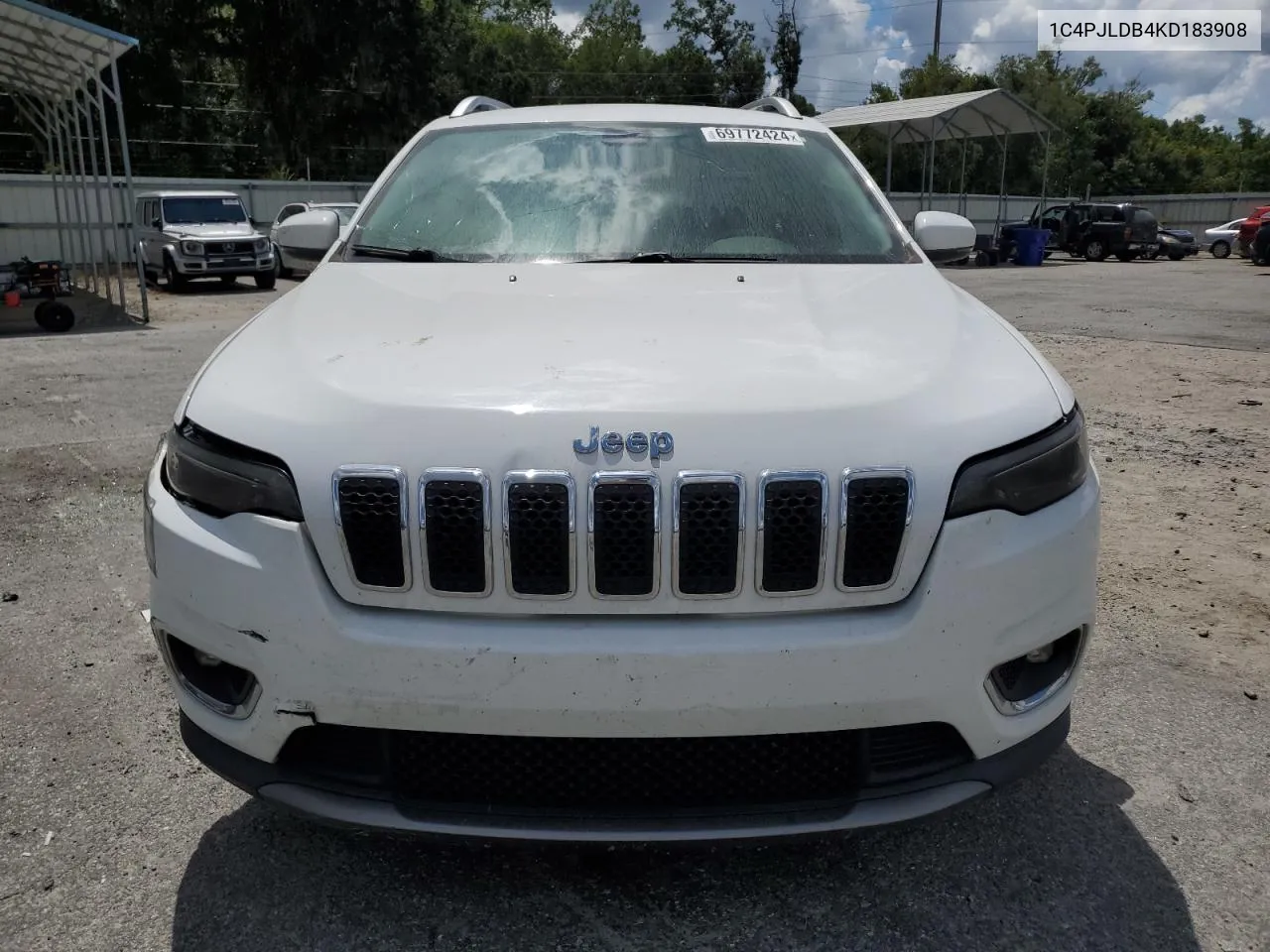 1C4PJLDB4KD183908 2019 Jeep Cherokee Limited