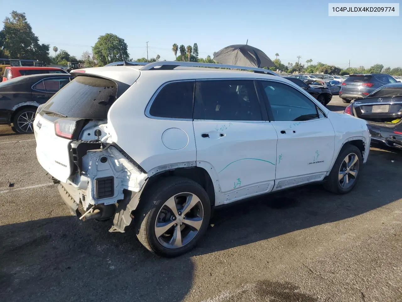 2019 Jeep Cherokee Limited VIN: 1C4PJLDX4KD209774 Lot: 69833434