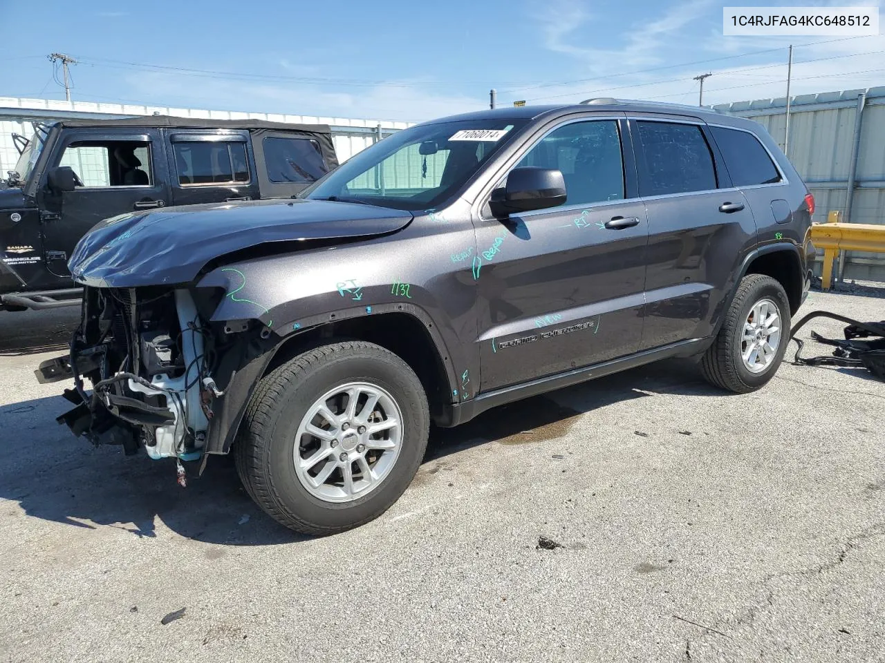 2019 Jeep Grand Cherokee Laredo VIN: 1C4RJFAG4KC648512 Lot: 71060014