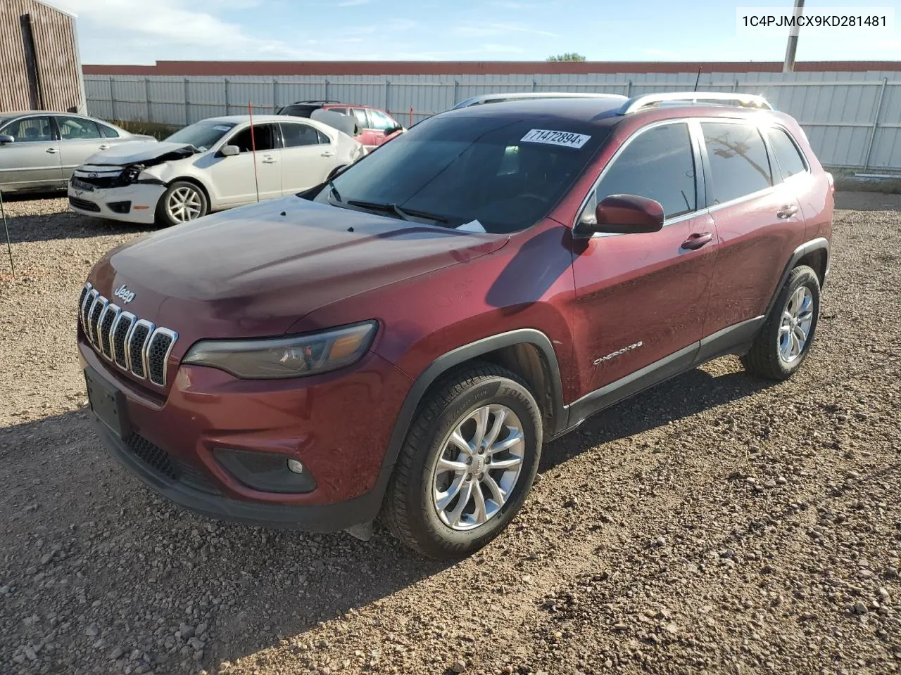 2019 Jeep Cherokee Latitude VIN: 1C4PJMCX9KD281481 Lot: 71472894