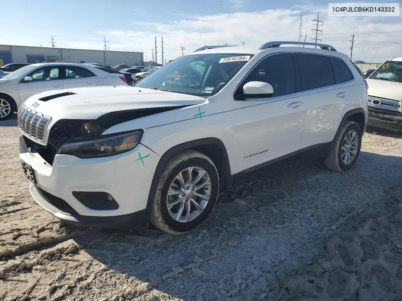 2019 Jeep Cherokee Latitude VIN: 1C4PJLCB6KD143332 Lot: 72016784