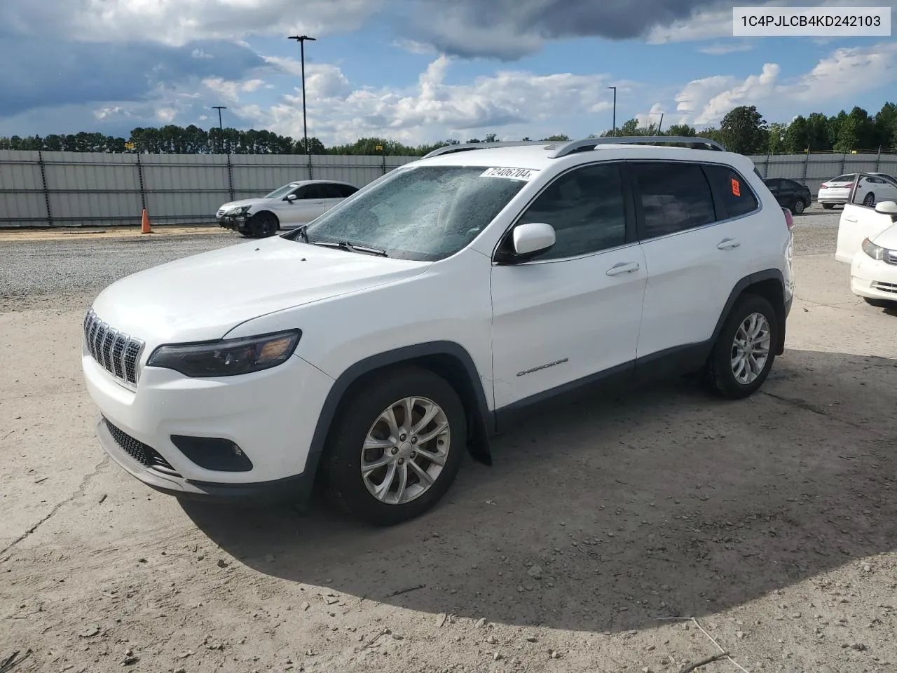 2019 Jeep Cherokee Latitude VIN: 1C4PJLCB4KD242103 Lot: 72406704