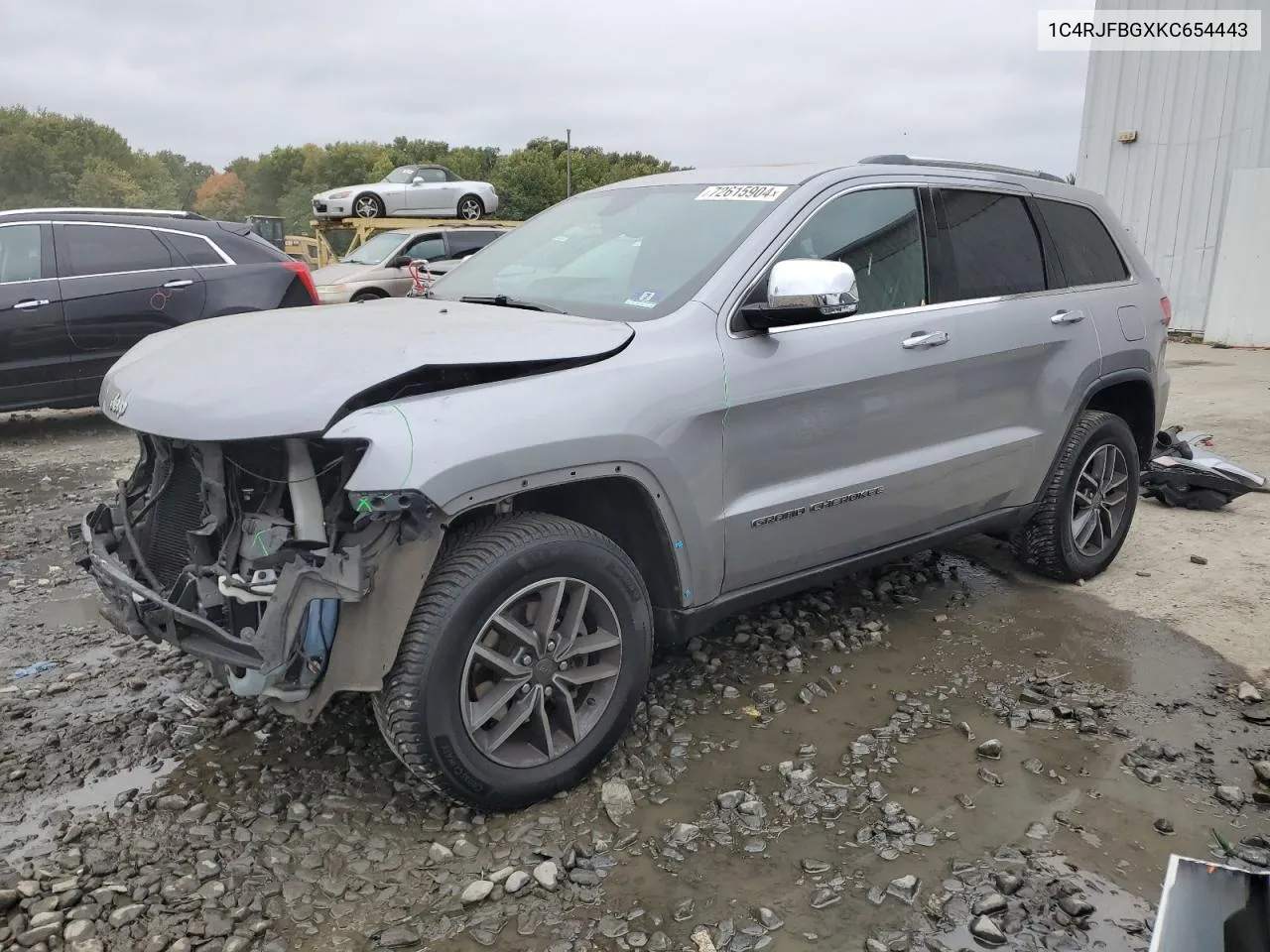 2019 Jeep Grand Cherokee Limited VIN: 1C4RJFBGXKC654443 Lot: 72615904