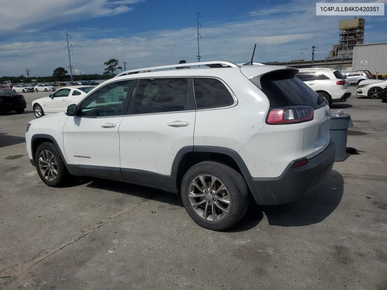 2019 Jeep Cherokee Latitude Plus VIN: 1C4PJLLB4KD420351 Lot: 73522424