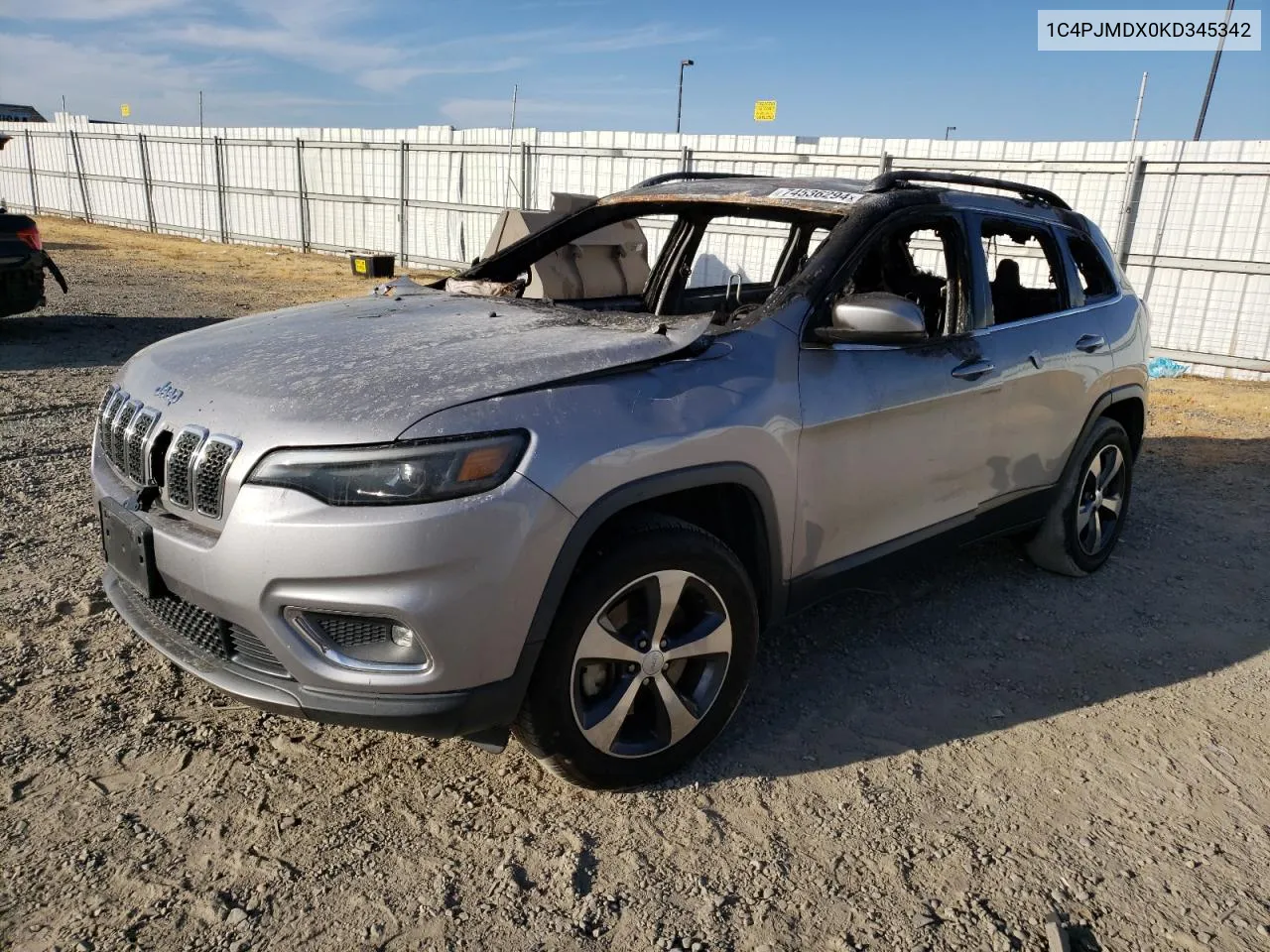 2019 Jeep Cherokee Limited VIN: 1C4PJMDX0KD345342 Lot: 74536294