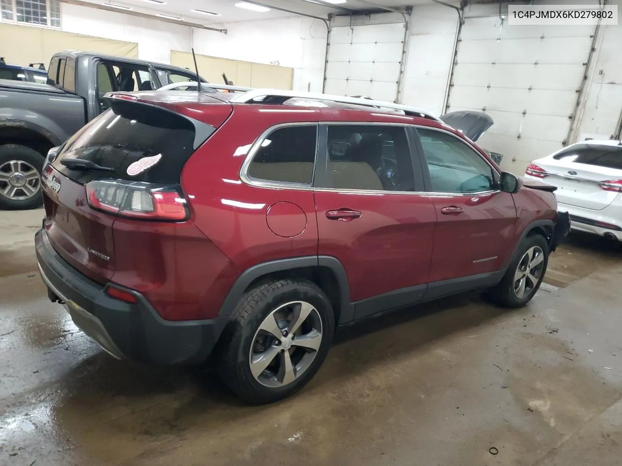 2019 Jeep Cherokee Limited VIN: 1C4PJMDX6KD279802 Lot: 76677294