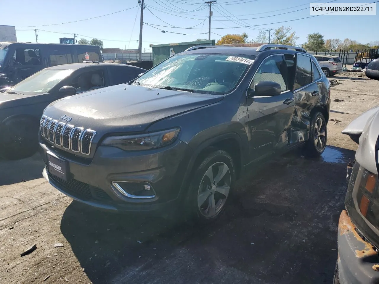 2019 Jeep Cherokee Limited VIN: 1C4PJMDN2KD322711 Lot: 76834414