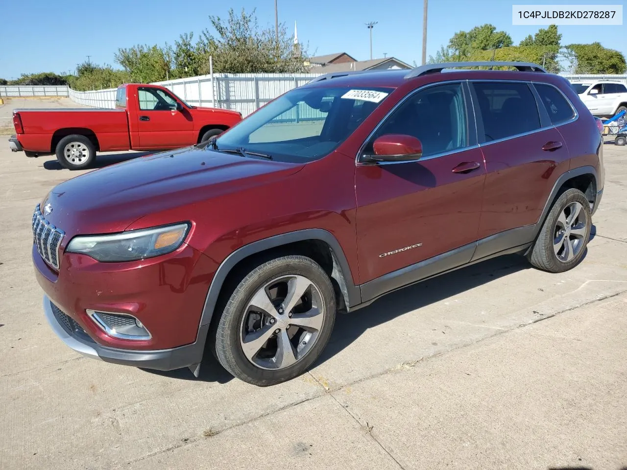 2019 Jeep Cherokee Limited VIN: 1C4PJLDB2KD278287 Lot: 77033564