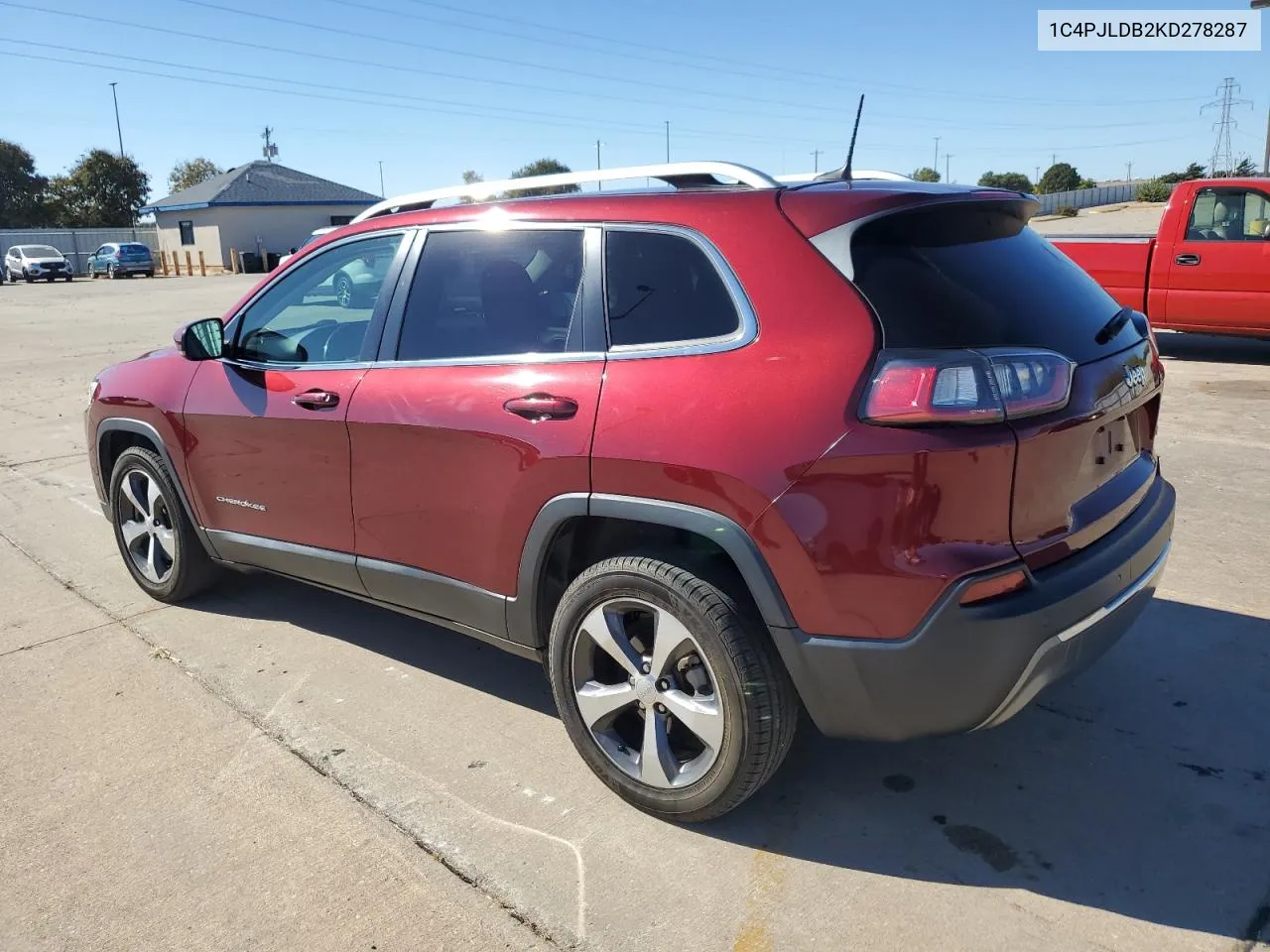 2019 Jeep Cherokee Limited VIN: 1C4PJLDB2KD278287 Lot: 77033564