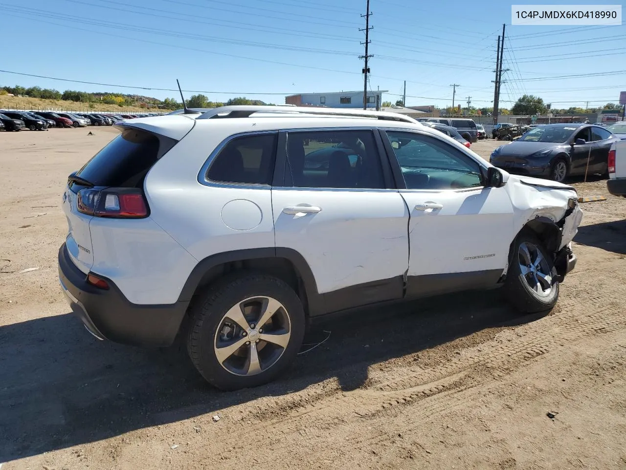 2019 Jeep Cherokee Limited VIN: 1C4PJMDX6KD418990 Lot: 77417694