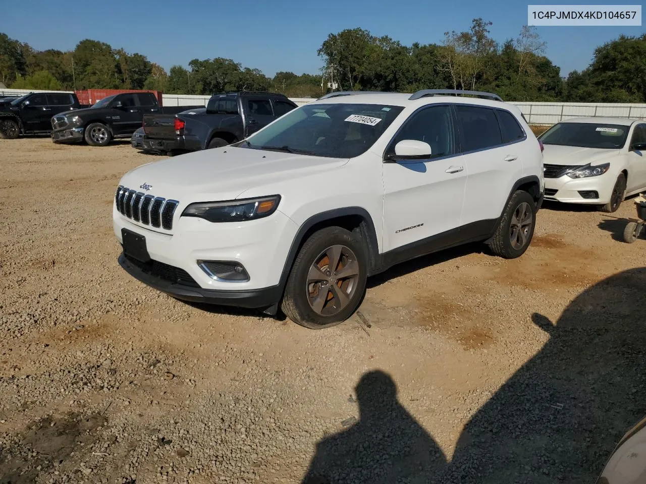 2019 Jeep Cherokee Limited VIN: 1C4PJMDX4KD104657 Lot: 77704054