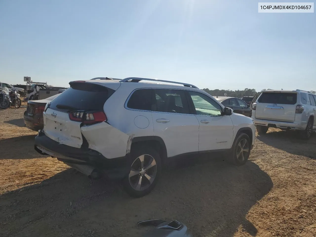 2019 Jeep Cherokee Limited VIN: 1C4PJMDX4KD104657 Lot: 77704054