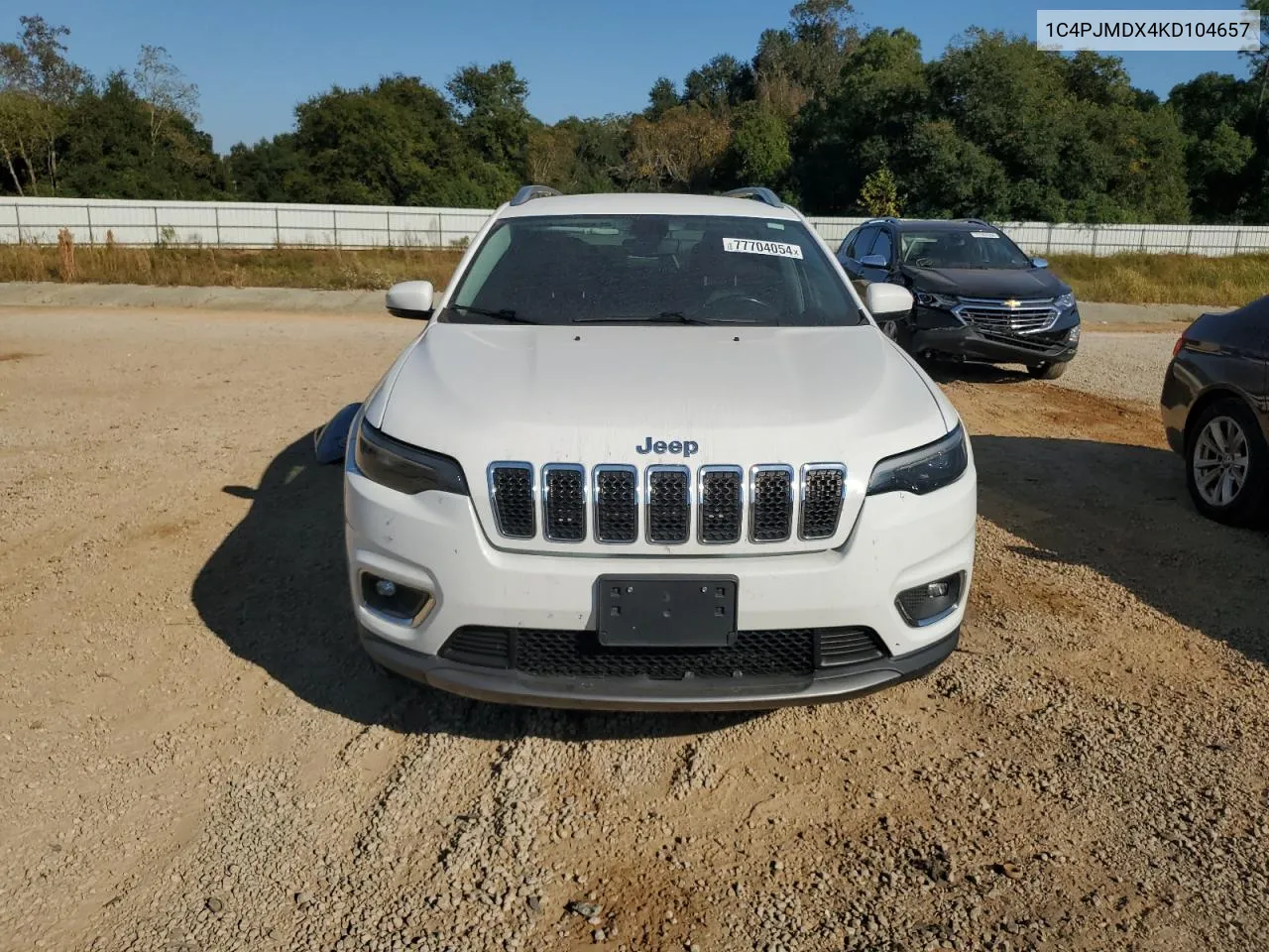 2019 Jeep Cherokee Limited VIN: 1C4PJMDX4KD104657 Lot: 77704054