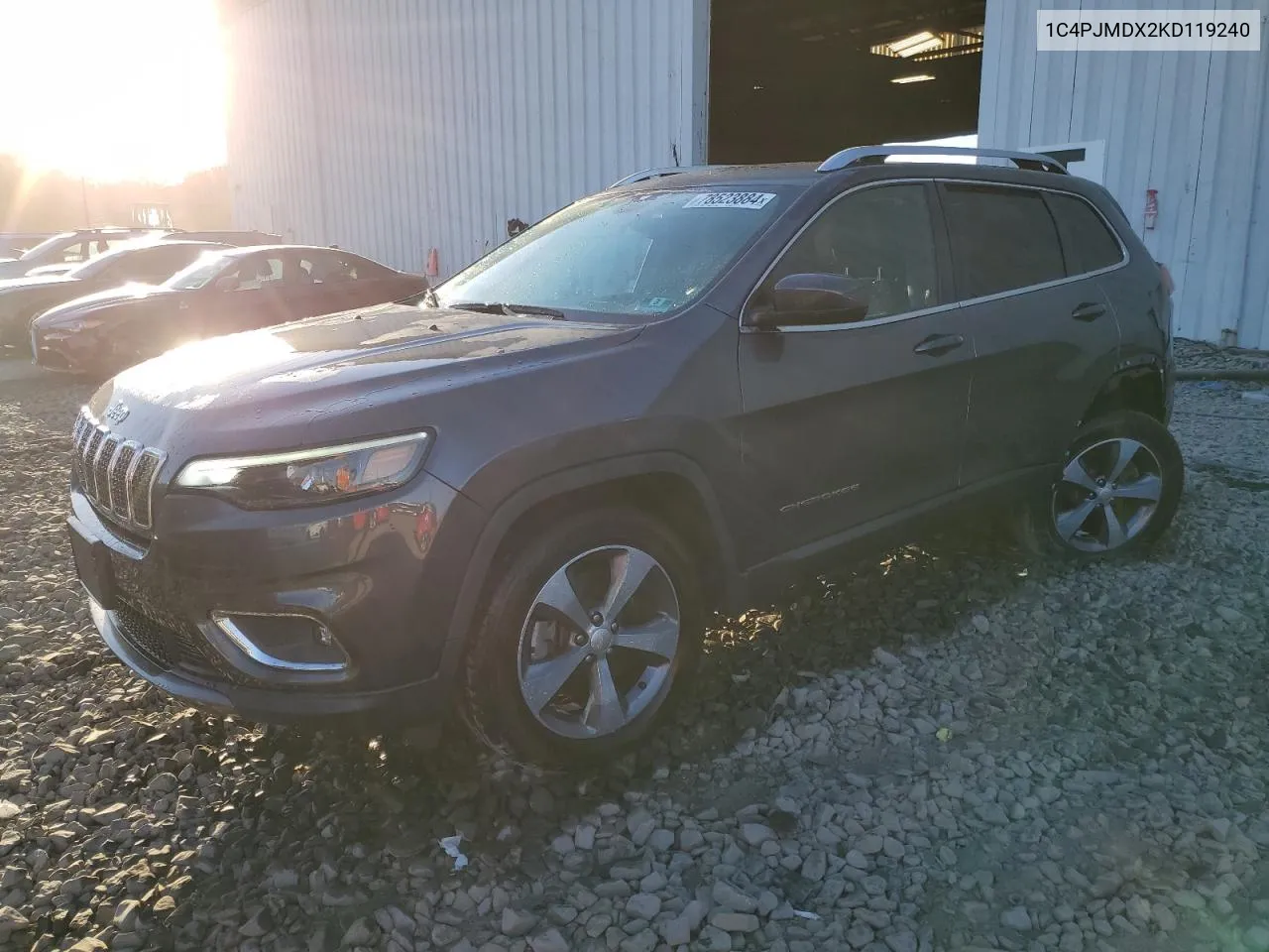 2019 Jeep Cherokee Limited VIN: 1C4PJMDX2KD119240 Lot: 78523884