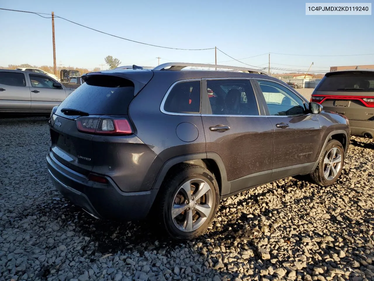 2019 Jeep Cherokee Limited VIN: 1C4PJMDX2KD119240 Lot: 78523884